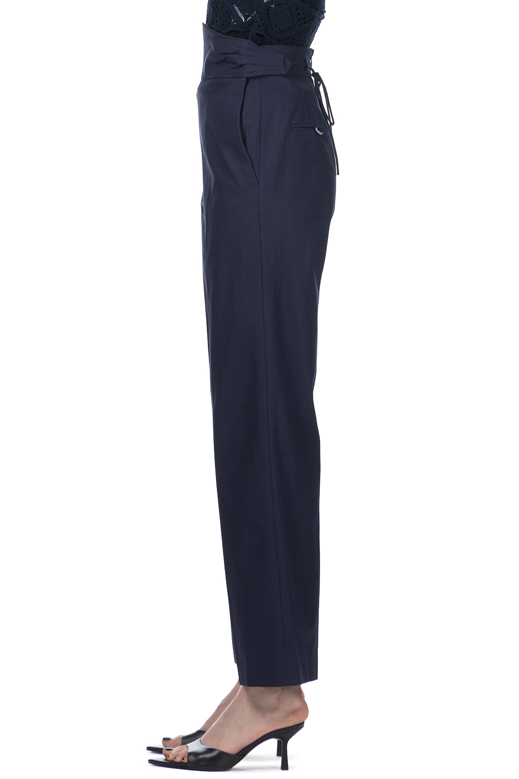 Mame Kurogouchi - Back String Cotton Flare Trousers - Navy